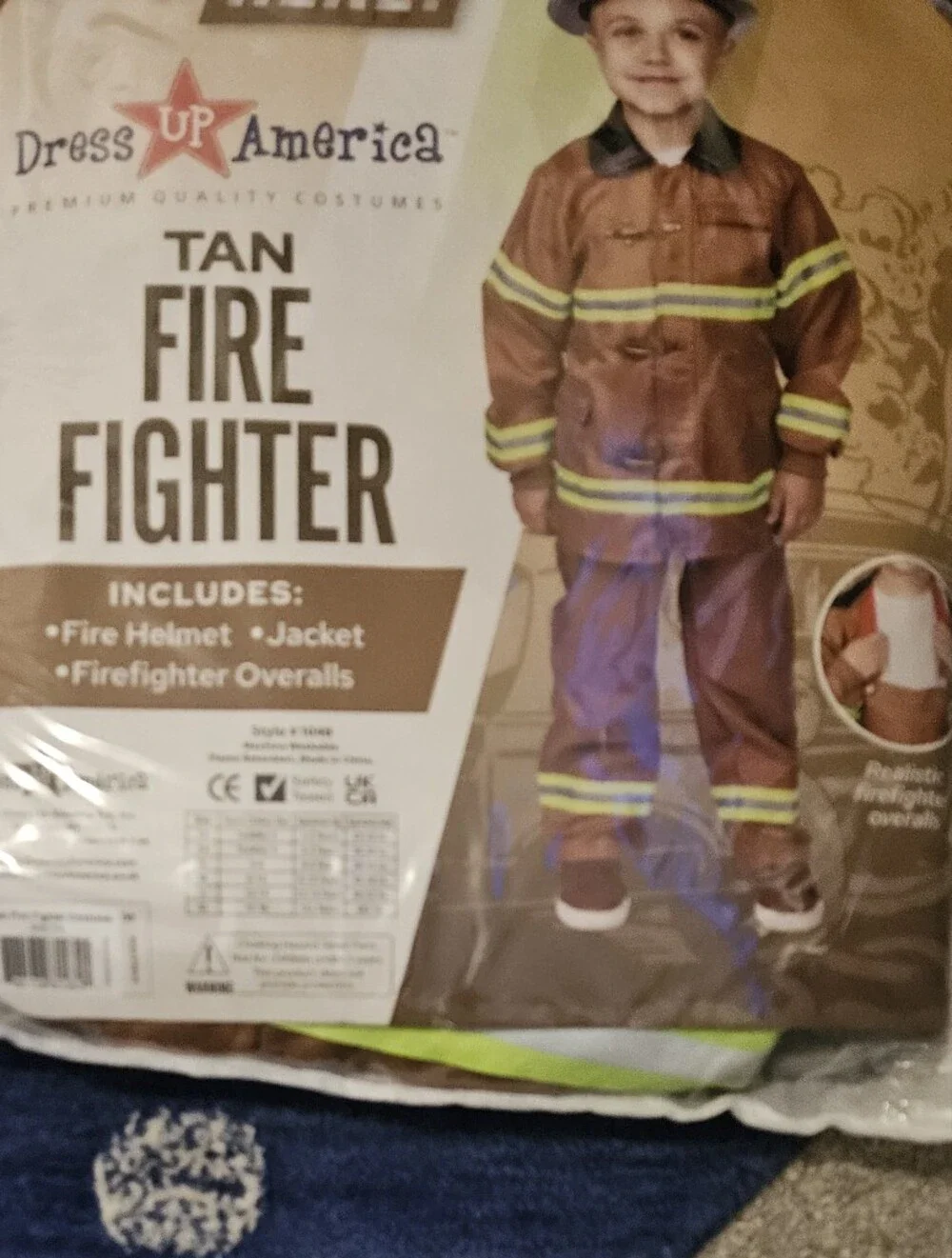 Kids Brown Firefighter Costume with Reflective Trim